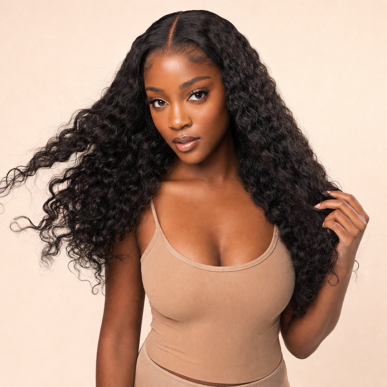 Deep wave virgin human hair wig with soft bounce and natural movement