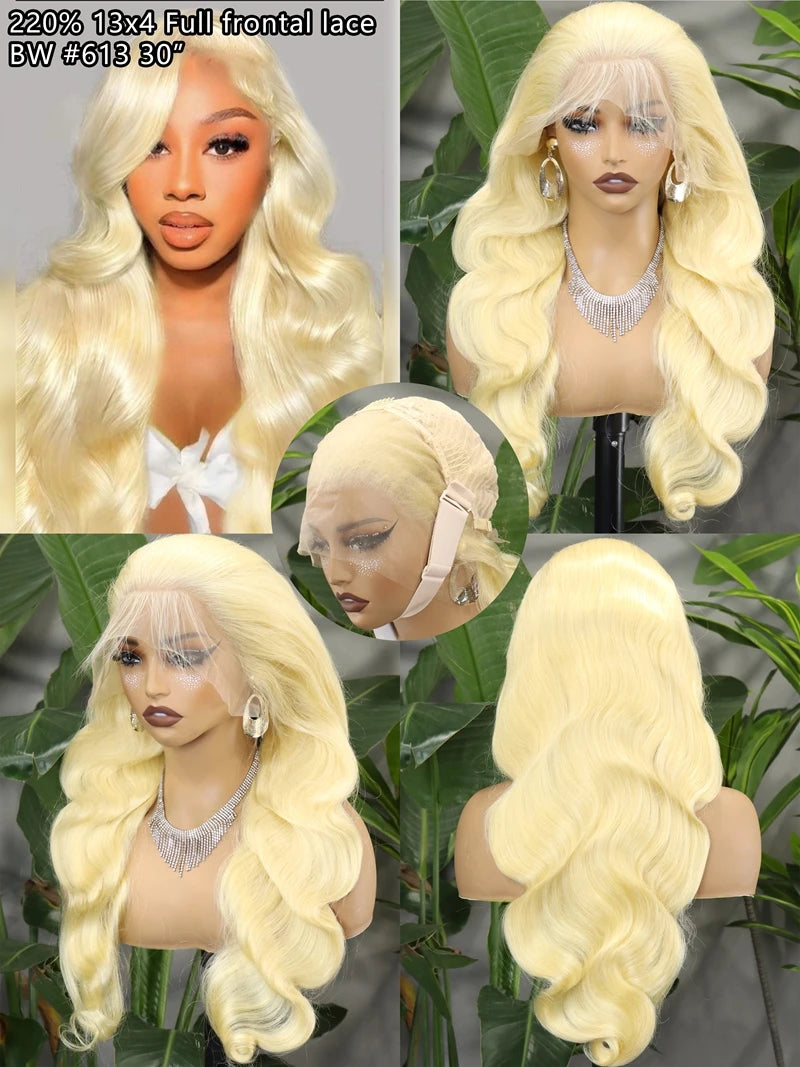 30 Inch 613 Blonde 13x4 Lace Front Wig 220% Density | Pre-plucked Transparent Lace Human Hair
