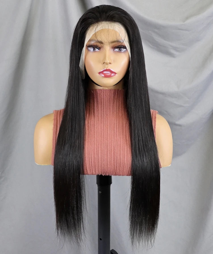 100% Raw Natural Black Brazilian Human Hair Wig 13x4 Clear Lace Frontal Straight Hair 20 22 24 26 28 30 Inches Long Length Wigs